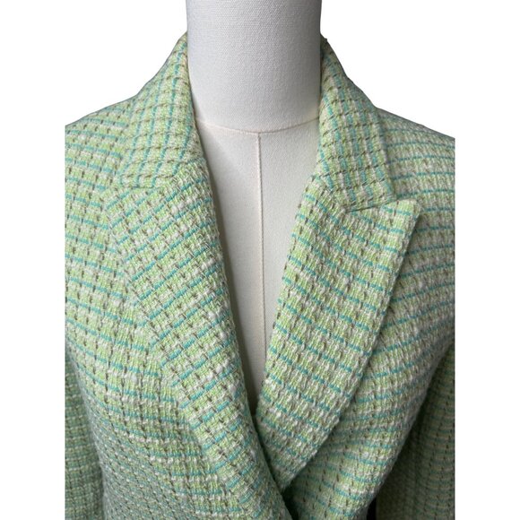 ZARA XS Light Green Tweed Cropped Jacket Notched Collar Summer Weight - Picture 4 of 15
